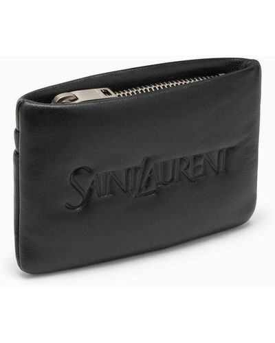 Saint Laurent Padded Coin Purse With Logo - Black