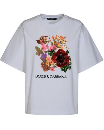 Dolce & Gabbana T-shirt With Floral Motif, - White