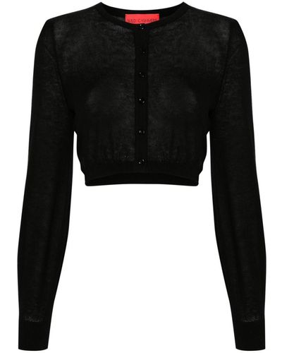 Wild Cashmere Silk And Cashmere Blend Cropped Cardigan - Black