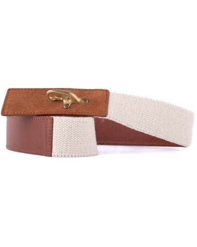 Fay Canvas And Nappa Leather Elastic Belt - Pink
