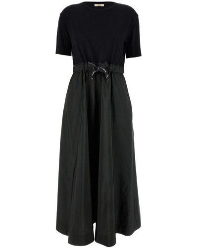 Herno Long Dress With Branded Drawstring - Black