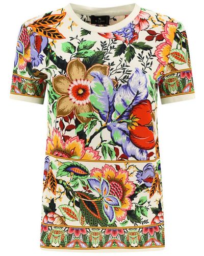 Etro T-Shirt With Bouquet-Print - White