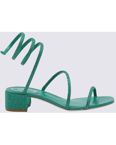 Rene Caovilla Leather Cleo Sandals - Green