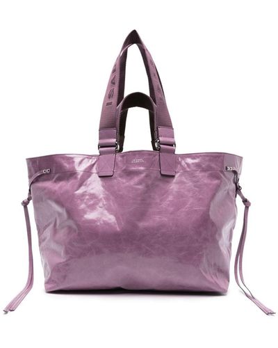Isabel Marant Wardy Crinkle-effect Leather Tote Bag - Purple