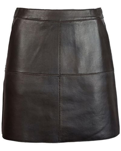 P.A.R.O.S.H. A-line Leather Thigh Length Mini Skirt - Grey