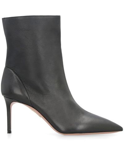 Aquazzura Matignon Leather Pointy-toe Ankle Boots - Black