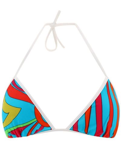 Emilio Pucci Marmo-print Bikini Top - Blue