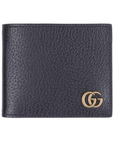 Gucci Leather Flap-over Wallet - Blue