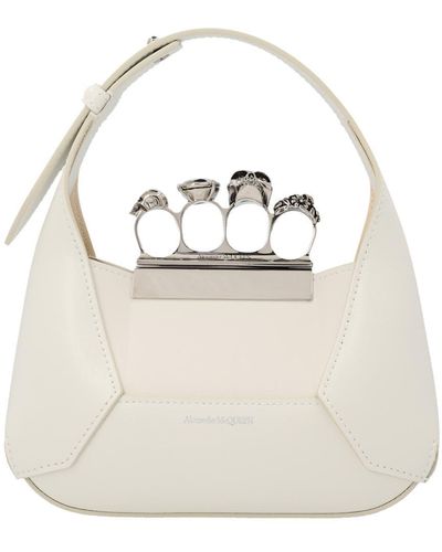 Alexander McQueen Hobo Mini Jeweled Handbag - Natural