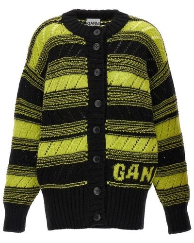 Ganni Striped Organic Wool Cardigan - Multicolour