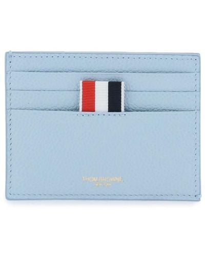 Thom Browne 4 Bar Leather Card Holder - Blue