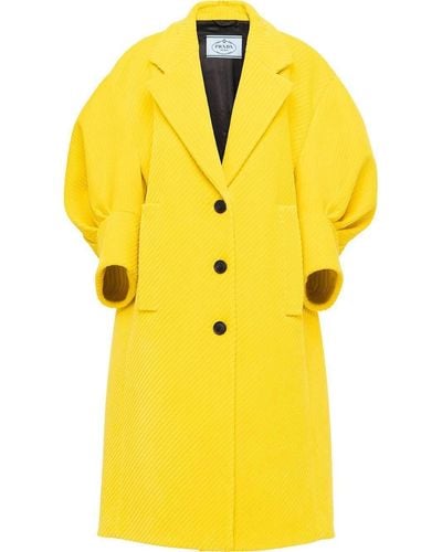 Prada Corduroy Puff-sleeve Coat - Yellow