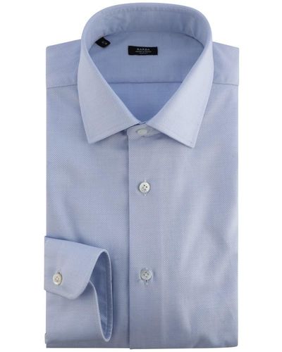 Barba Napoli Plain Shirt - Blue