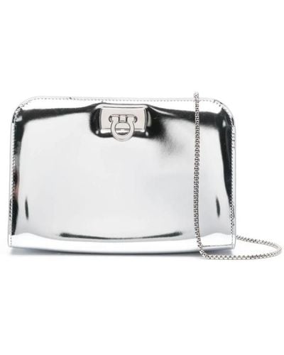 Ferragamo Mini Diana Clutch Bags - White