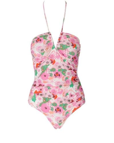 Ganni Pink Floral Swimsuit