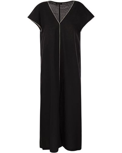 Fabiana Filippi Linen V-Neck Dress - Black