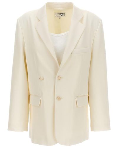 MM6 by Maison Martin Margiela Single-breasted Blazer With Top Insert Jackets - White