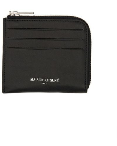 Maison Kitsuné Card Holder With Logo - Black