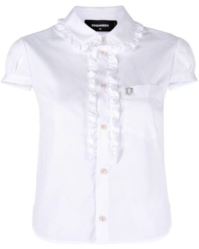 DSquared² Little Ruffled Cotton Shirt - White