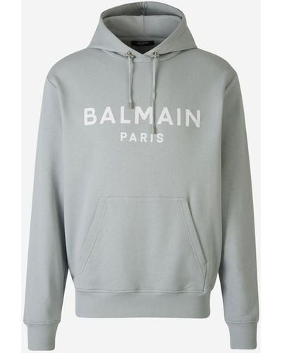 Balmain Cotton Logo Sweatshirt - Gray