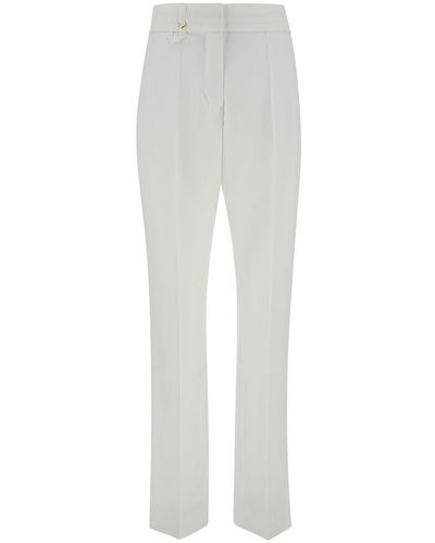 Jacquemus 'le Pantalon Tibau' White Tailored High-waisted Pants In Cotton Woman