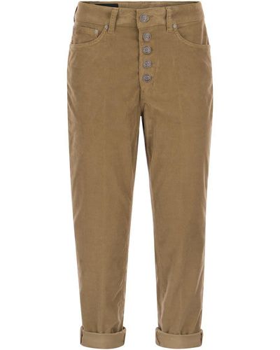 Dondup Koons - Multi-striped Velvet Pants With Jewelled Buttons - Natural