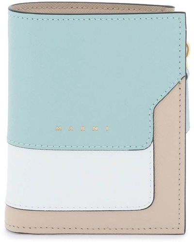 Marni Multicolored Saffiano Leather Bi-fold Wallet - Blue