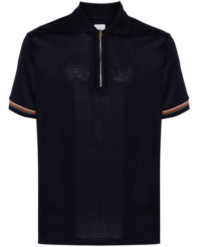 Paul Smith Artist-Stripe-Detail Polo Shirt - Blue