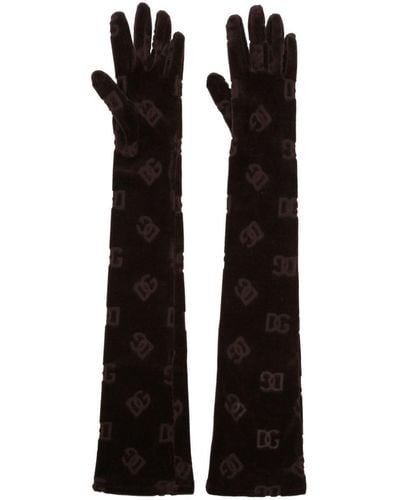 Dolce & Gabbana Logo-debossed Cotton Gloves - Black