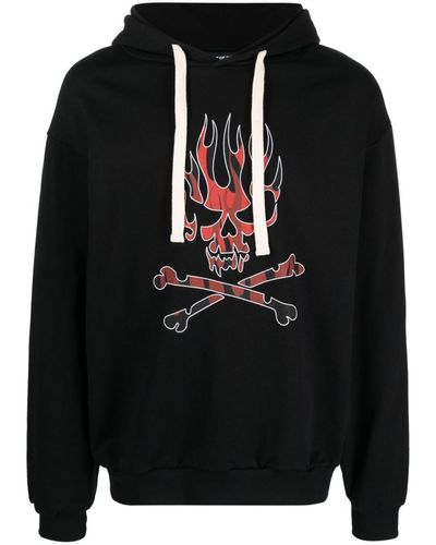 Vision Of Super Black Hoodie With Red Skull Print Clothing