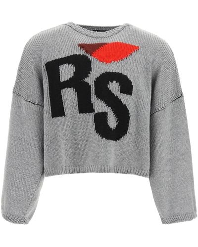 Raf Simons Oversized Sweater Rs Embroidery - Gray