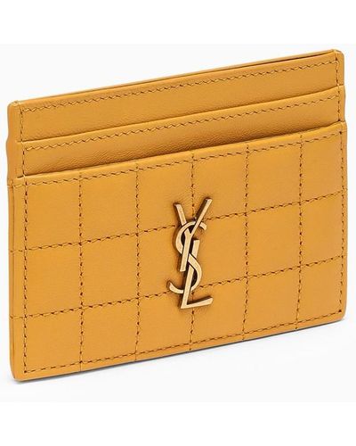 Saint Laurent Honey Leather Quilted Card Case - Metallic