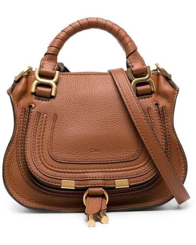 Chloé Marcie Leather Handbag - Brown