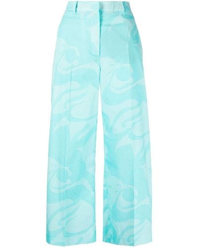 Etro Printed Cropped Pants - Blue