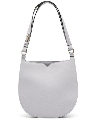 Valextra Leather Medium Hobo Bag - White