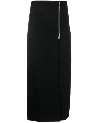 P.A.R.O.S.H. Side-zip Wool Maxi Skirt - Black