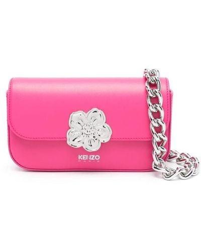 KENZO Boke Leather Shoulder Bag - Pink