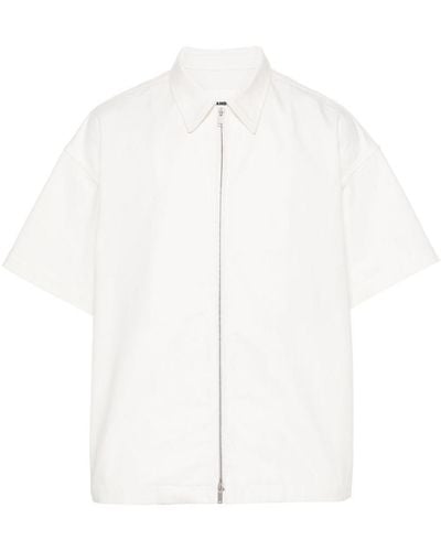 Jil Sander Short-Sleeved Cotton Shirt With Zip Opening - White