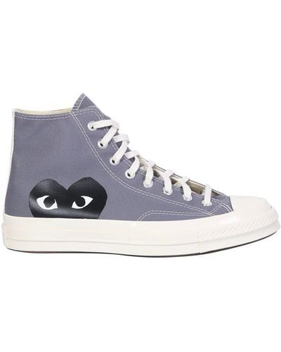 COMME DES GARÇONS PLAY High-top Canvas Sneakers In Gray And Logo Graphic From Comme Des Garã§ons Play