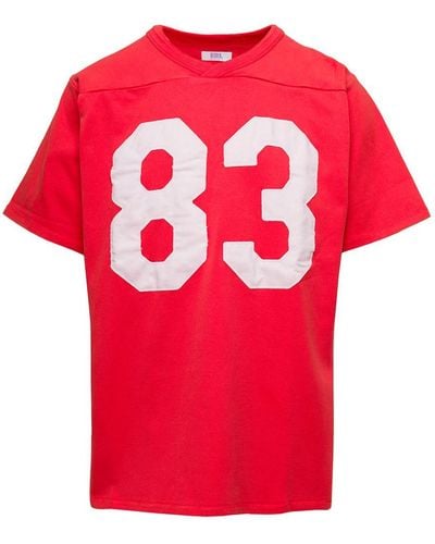 ERL Football T-Shirt With 83 Print - Red