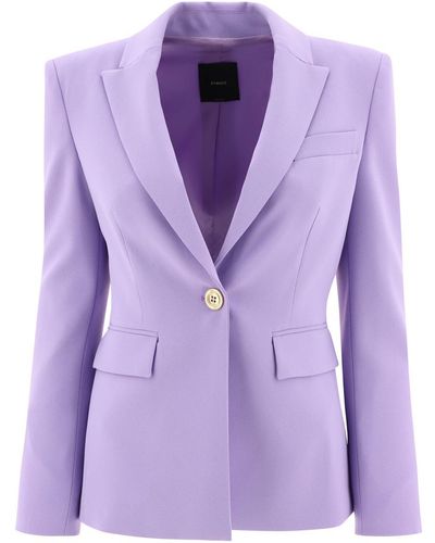 Pinko Single-breasted Blazer In Crêpe Stretch - Purple