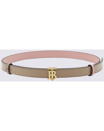 Burberry Oat Beige And Dusky Pink Leather Belt - Brown