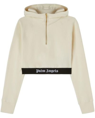 Palm Angels Sweatshirt With Cropped Logo Band - Natural