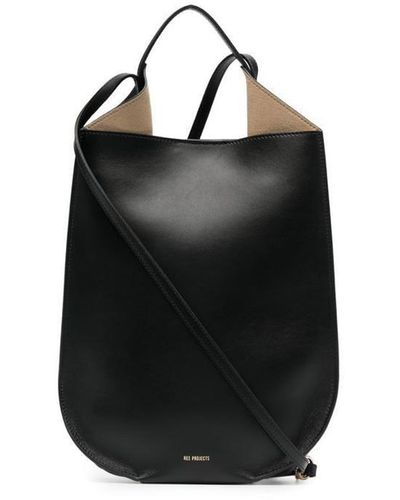 REE PROJECTS Helene Mini Leather Tote Bag - Black