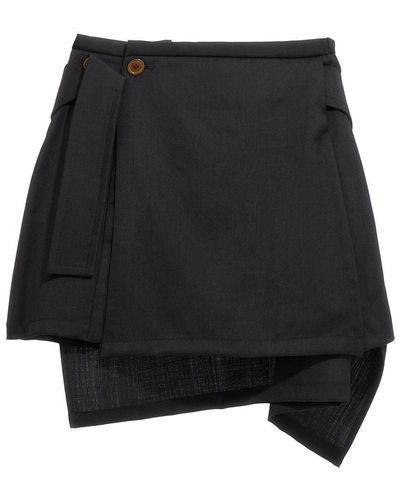 Vivienne Westwood 'Meghan' Asymmetric Mini Skirt With Buttons - Black