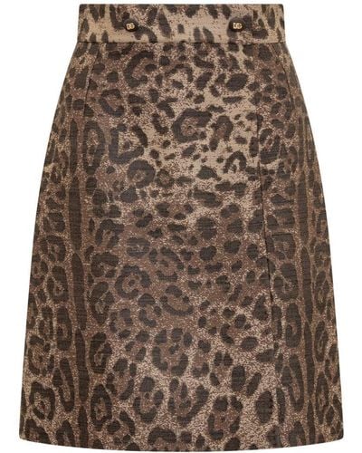 Dolce & Gabbana Leopard Skirt - Brown