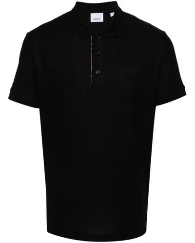Burberry Logo Cotton Polo Shirt - Black