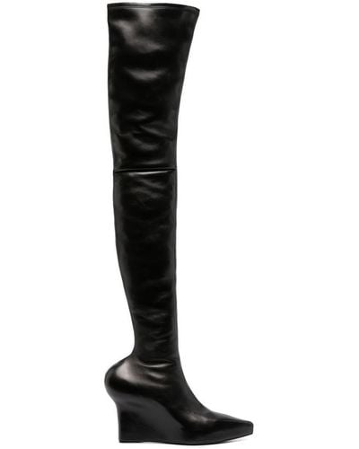 Givenchy Leather Over The Knee Heel Boots - Black