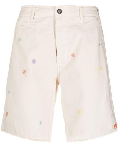 President's Flower Embroidered Shorts - Natural