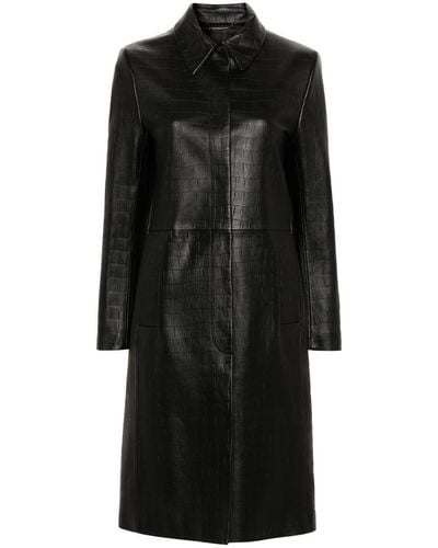 Calvin Klein Textured Leather Coat - Black